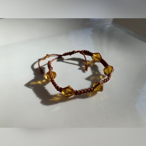 Swarovski Crystals Brown Crochet Handmade Bracelet - Picture 2 of 4